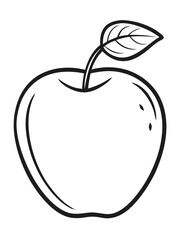 Apple with a leaf line art vector 