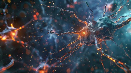 Biomedicine Concept: 3D Rendering of a Biology Nerve Cell