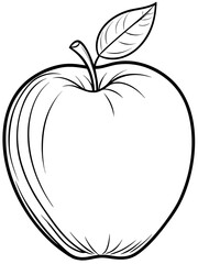 Apple with a leaf line art vector 