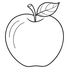 Apple with a leaf line art vector 