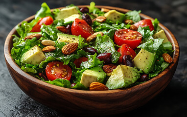 Fresh Vegetarian Salad: Avocado, Lettuce, Tomato & Nuts