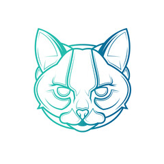 Predatory cat. Original vector illustration in vintage style. T-shirt design.