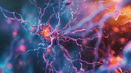 3D Biomedicine Concept Illustration: Biology Nerve Cell
