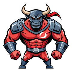 bull superhero, Steel Bull: Unstoppable Force, isolated on dynamic and vibrant vector illustration