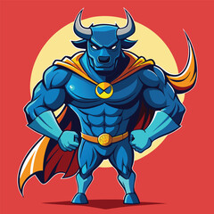 bull superhero, Steel Bull: Unstoppable Force, isolated on dynamic and vibrant vector illustration