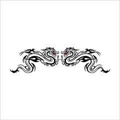 Two black dragons facing each other