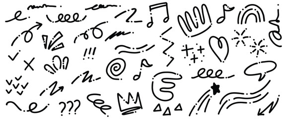 Hand-Drawn Doodle Scribble Elements| Abstract Vector Shapes for Creative Design and Artistic Projects | Sketchy Symbols Collection