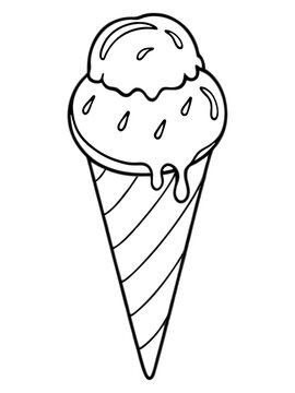 recommend clip art: Hand-drawn Melting Ice Cream on a Cone outline vector illustration 
                    