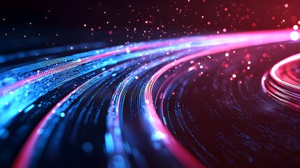 Abstract Glowing Digital Data Streams Futuristic Technology Backdrop