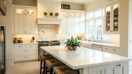 Kitchen Interior Featuring White Counters and Oven