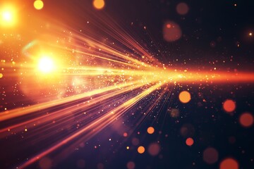 Obraz premium Luminous glowing streaks with sparkling light flares against a dark background.