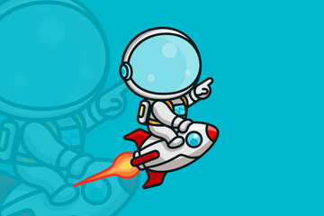 Adorable Astronaut Soaring on a Rocket