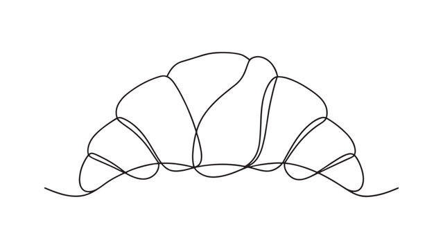 recommend clip art: Croissant continuous line art isolated flat vector illustration on white background.