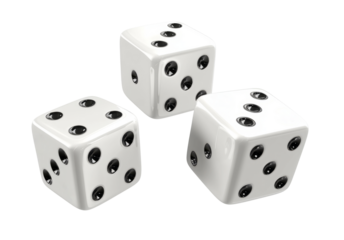 three white dices  isolated on white background