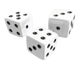 three white dices  isolated on white background