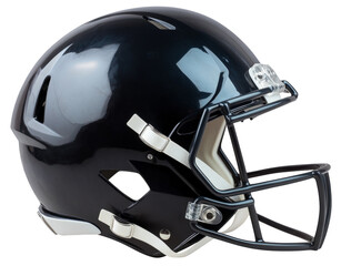 Fototapeta premium Image of close up of american football black helmet isolated on white background
