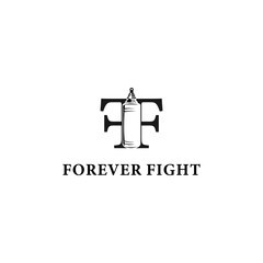 Unique and creative FF letter with FOREVER FIGHT logo
