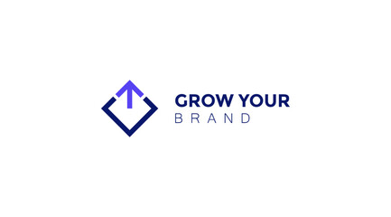 Obraz premium Abstract business company logo. Corporate identity design element. Technology, market, bank logotype idea. Connected arrow up, growth, progress integrate and success concept. Vector interaction icon