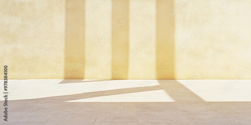 Aufkleber minimalist beige stone surface with golden light reflections and shadows in tranquil setting