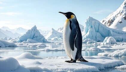 Obraz premium Emperor Penguin Standing on Ice in the Antarctic