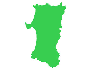 Obraz premium 少しゆるい秋田県地図 フチなし 東北