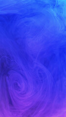 Shimmering cloud. Paint water blend. Defocused fluorescent pink blue color gradient glowing vapor floating swirl flow abstract art background.