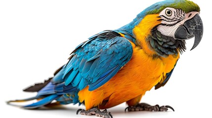 Fototapeta premium A vibrant parrot with blue and yellow feathers, showcasing its beauty.
