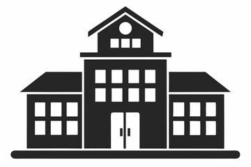 
School building silhouette vector, university icon symbol