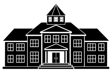 
School building silhouette vector, university icon symbol