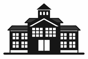 
School building silhouette vector, university icon symbol