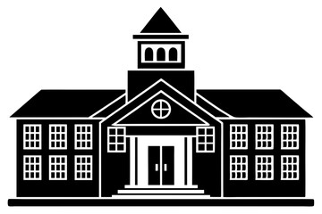 
School building silhouette vector, university icon symbol