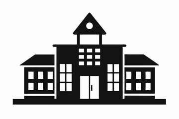 
School building silhouette vector, university icon symbol