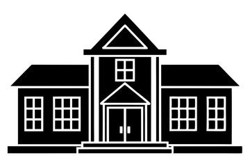 
School building silhouette vector, university icon symbol