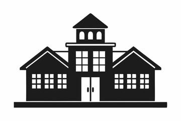 
School building silhouette vector, university icon symbol