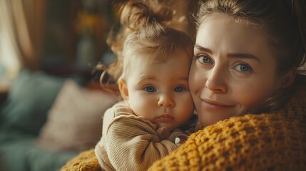 Loving Candid Portrait of a mother and Baby child, Family, Love ones, Home, Love, Maternity, Motherly, Maternal HD Banner