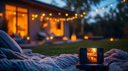 A group of friends enjoying an outdoor movie night