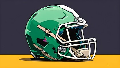 Dynamic vector illustration of American football helmets showcasing designs and colors