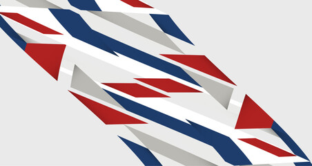 Fototapeta premium abstract composition featuring interwoven shapes in red, white, and blue, creating a dynamic visual effect