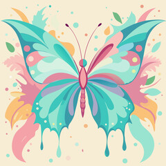 Colorful butterfly illustration with vibrant splashes for print design