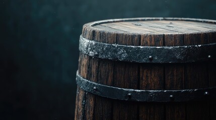 Obraz premium Wooden barrel texture background with rustic, aged wood details.