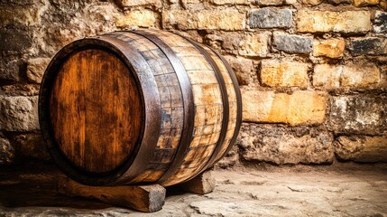 Wooden barrel texture background with rustic, aged wood details.