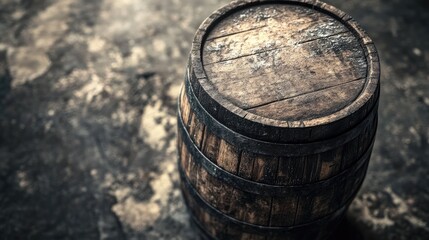Fototapeta premium Wooden barrel texture background with rustic, aged wood details.