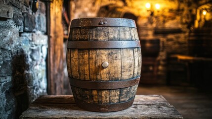 Naklejka premium Wooden barrel texture background with rustic, aged wood details.