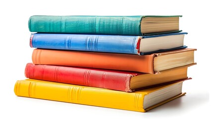 A stack of colorful books arranged neatly.