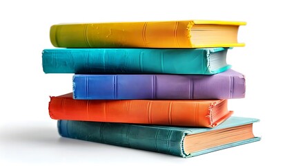 A stack of colorful books arranged neatly for reading or study.