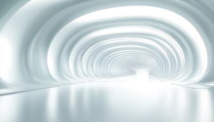 Fototapeta premium A White Circular Tunnel Leading Towards a Bright Light
