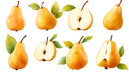 Fresh and ripe pears in a vibrant collection of fruits, showcasing their sweet and healthy nature
