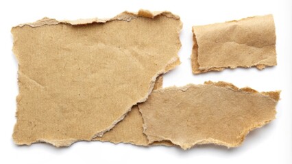 Torn paper pieces isolated on white background, ripped, torn, paper, edges, isolated, white background, copy space, textured