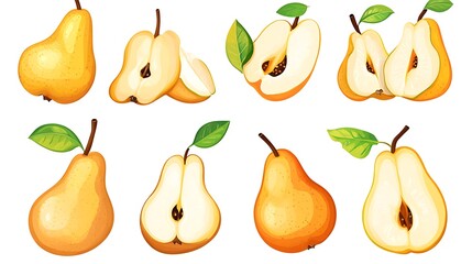 Obraz premium A vibrant set of ripe pears in various colors, showcasing their freshness and healthiness, perfect for a healthy diet