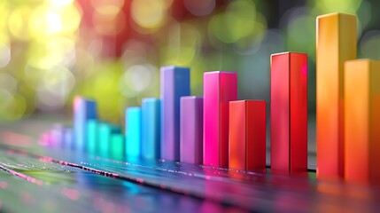 Colorful bar graph representing data visualization and analysis.